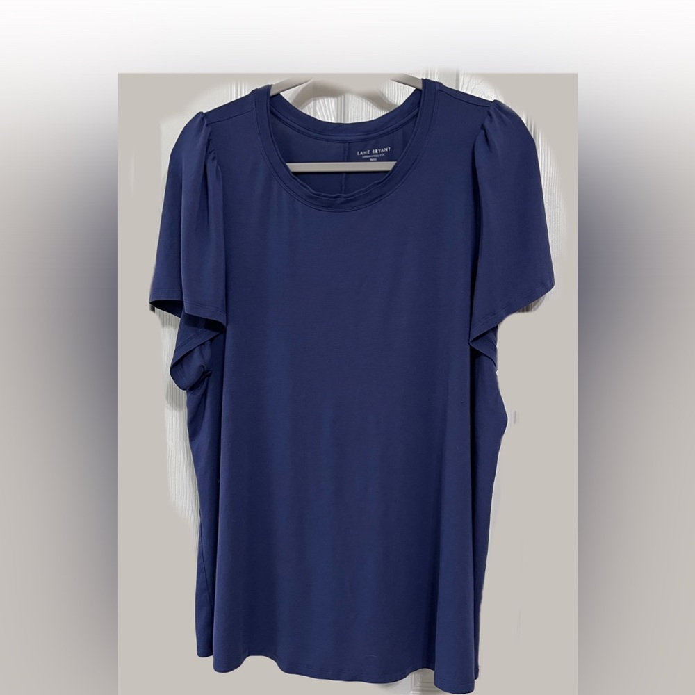 Lane Bryant Blue Short Sleeve Puff Shoulder Comfy Casual Tee 18/20